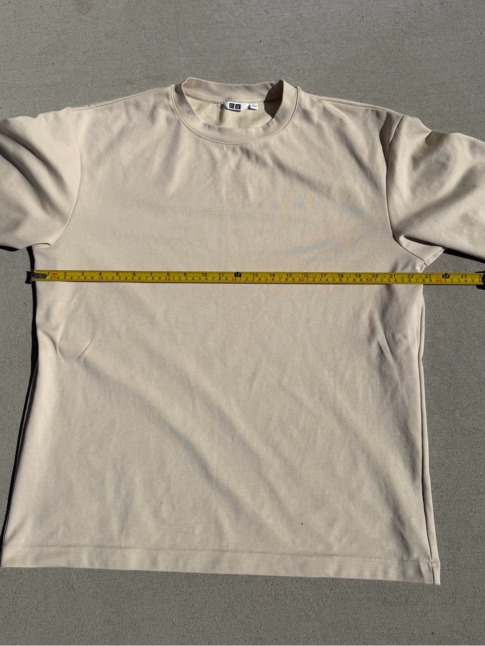 Uniqlo U AIRism Cotton Oversized T-Shirt Large Beige Natural Crew Neck 475355 - Picture 6 of 7